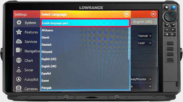 Language pack unlock for Lowrance chartplotters
